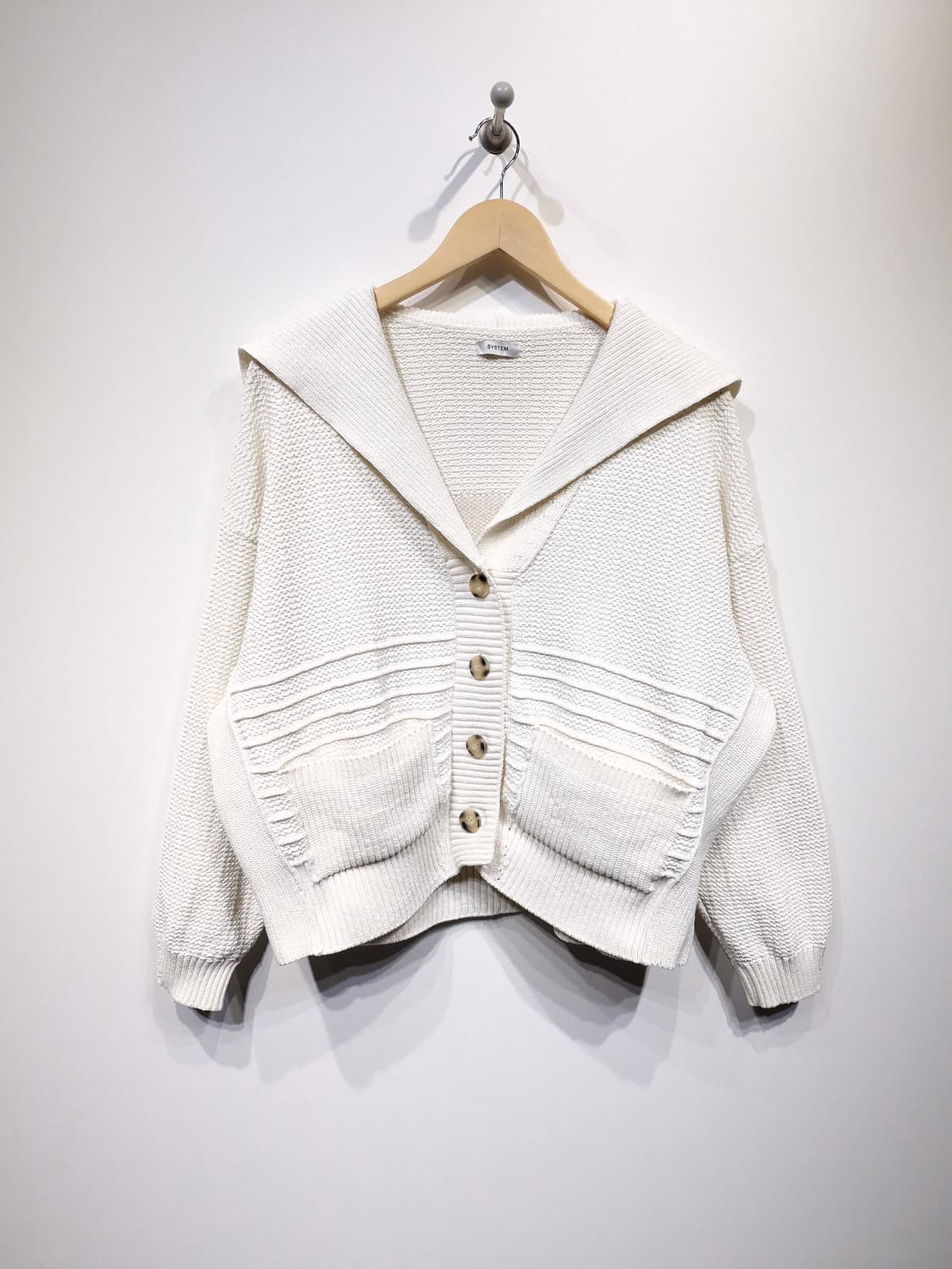 SYSTEM 시스템 23년 린넨블렌드 세일러 칼라 가디건 아이보리 상품이미지3