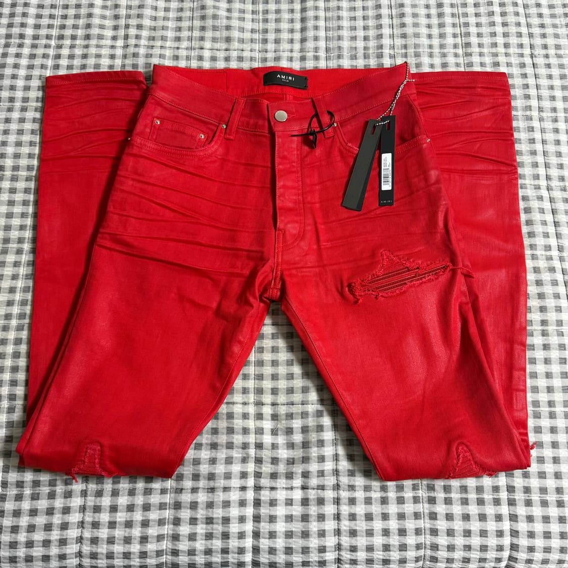 (30) Amiri 아미리 WAX MX1 데님 팬츠 레드 상품이미지1