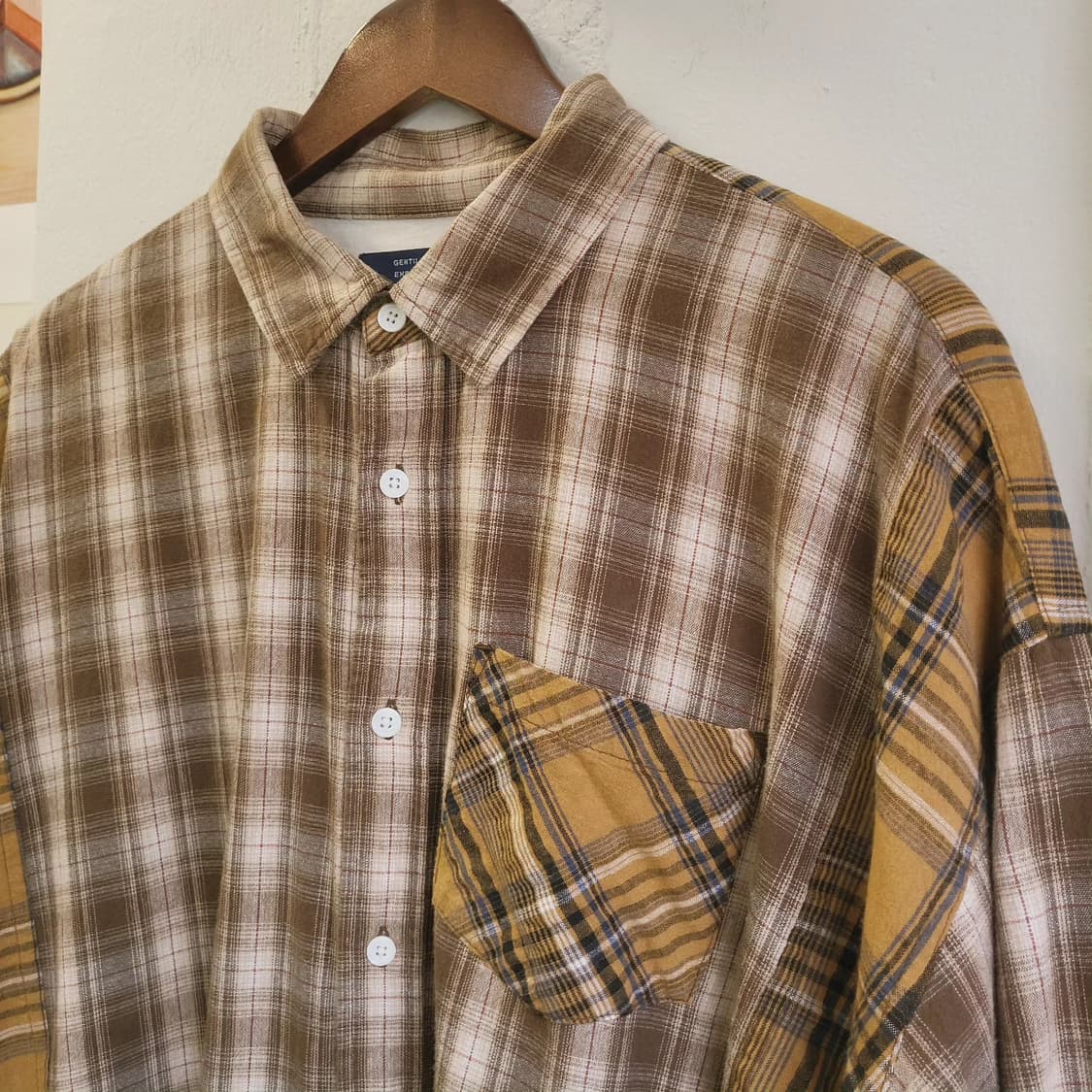 Gentle is.. 패치워크 면셔츠 상품이미지4