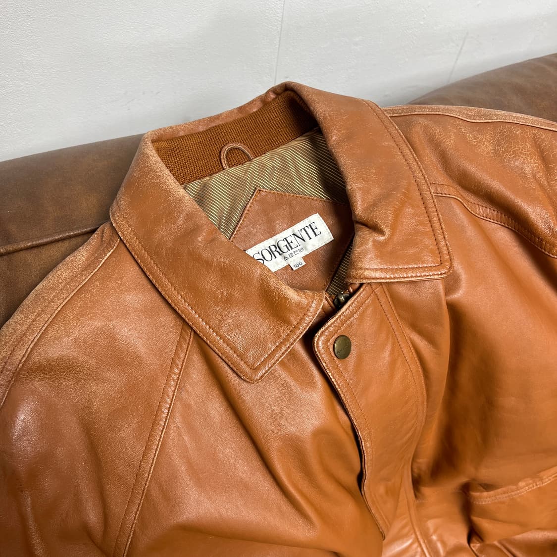 [100] 소르젠떼 양가죽 빈티지 브라운 가죽자켓 상품이미지7