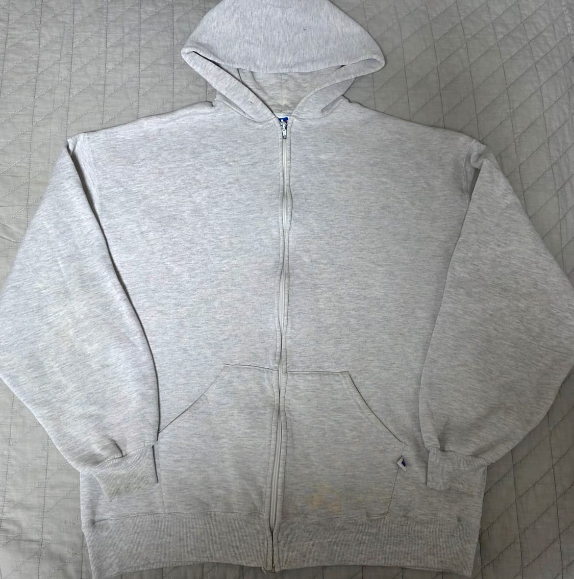 [XXL] 90s USA 러셀 애슬레틱 라이트 그레이 후드집업 나이스 상품이미지1