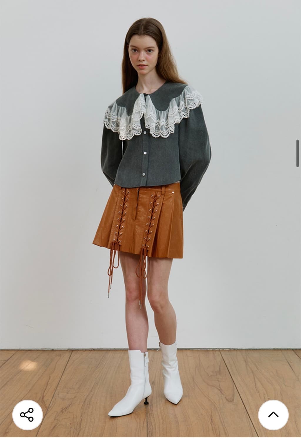 DEWE 듀이하트듀이 레더 레이스업 스트랩 웨스턴 가죽 미니 스커트 S 상품이미지6