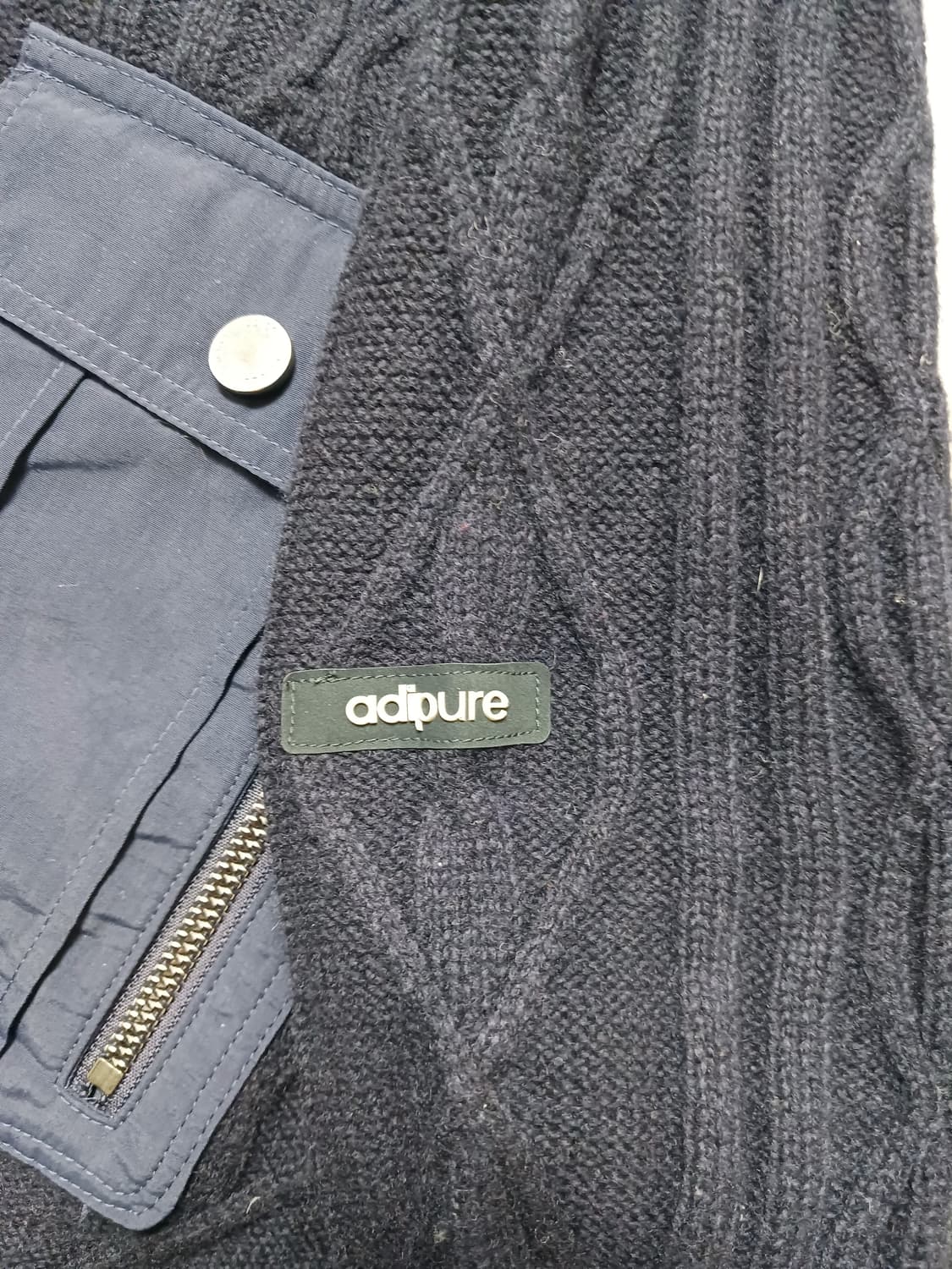 [프리] 아디다스 아디퓨어 네이비 케이블 울 니트 집업 상품이미지5