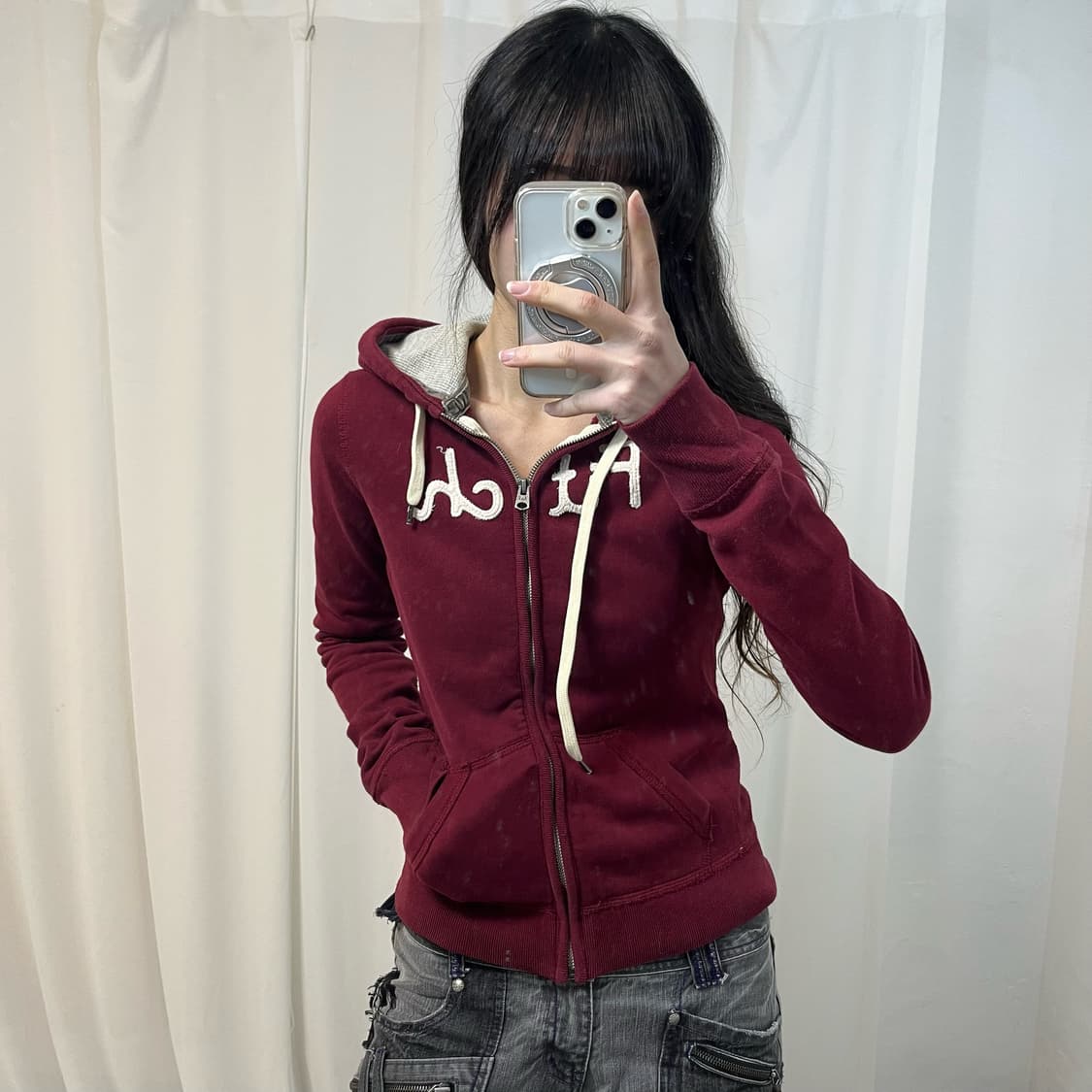 Abercrombie Burgundy Zip Hoodie 상품이미지1