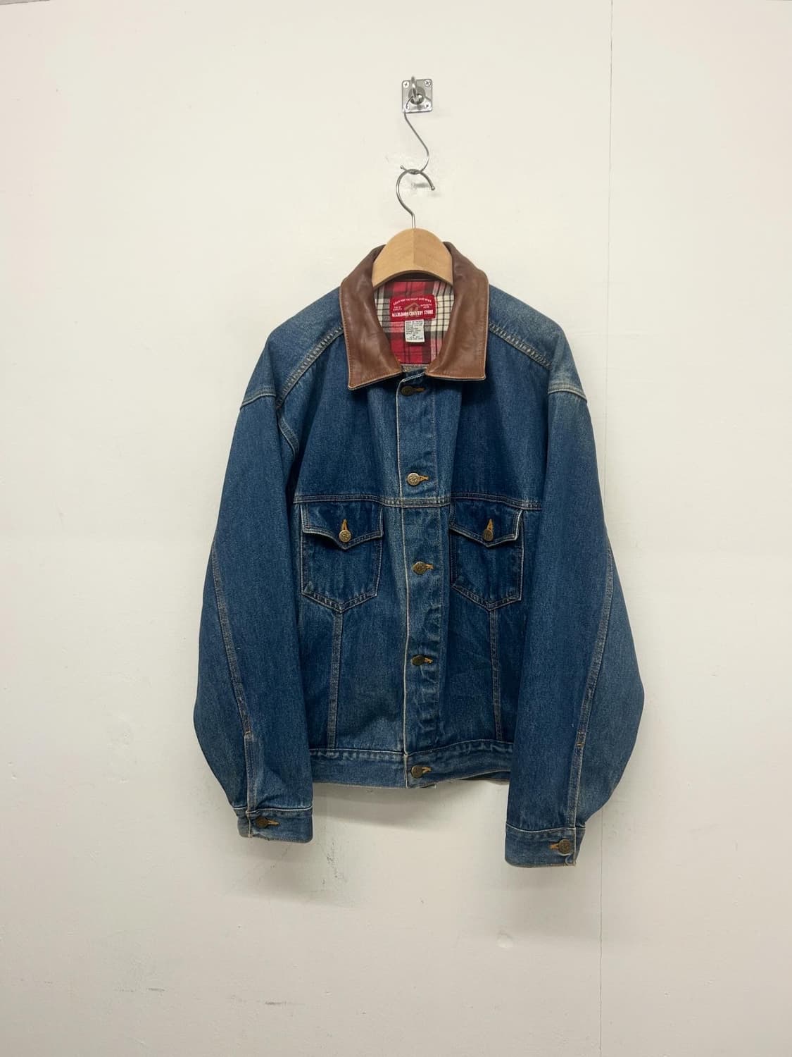 90s 말보로 가죽 카라 데님 자켓 상품이미지1