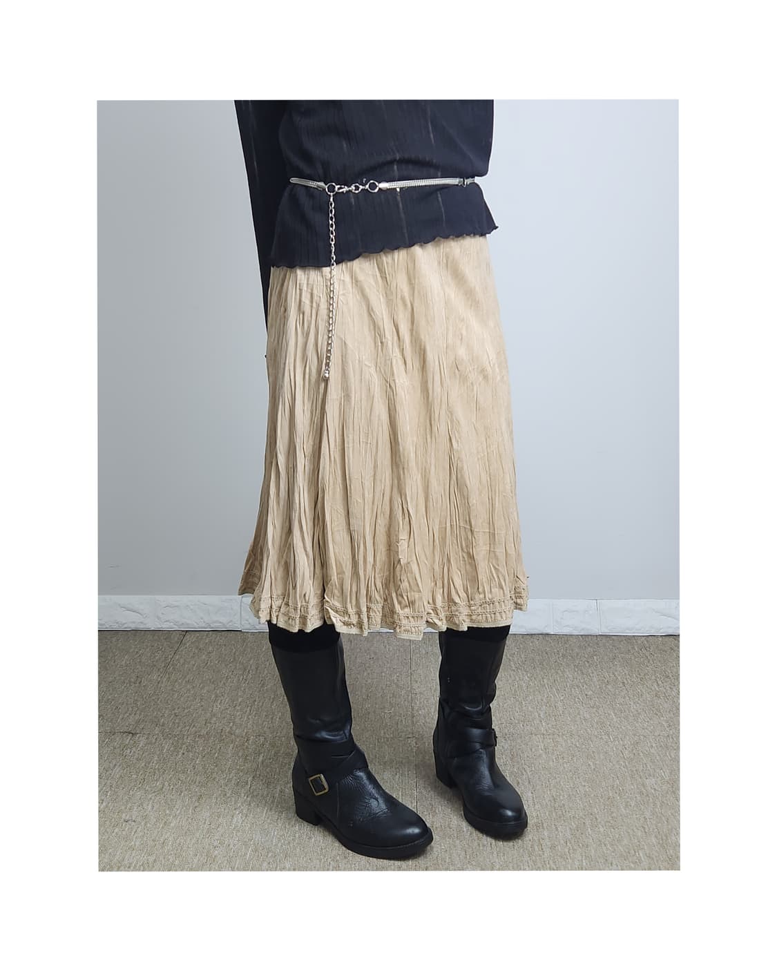 스웨이드 주름 스커트 상품이미지1