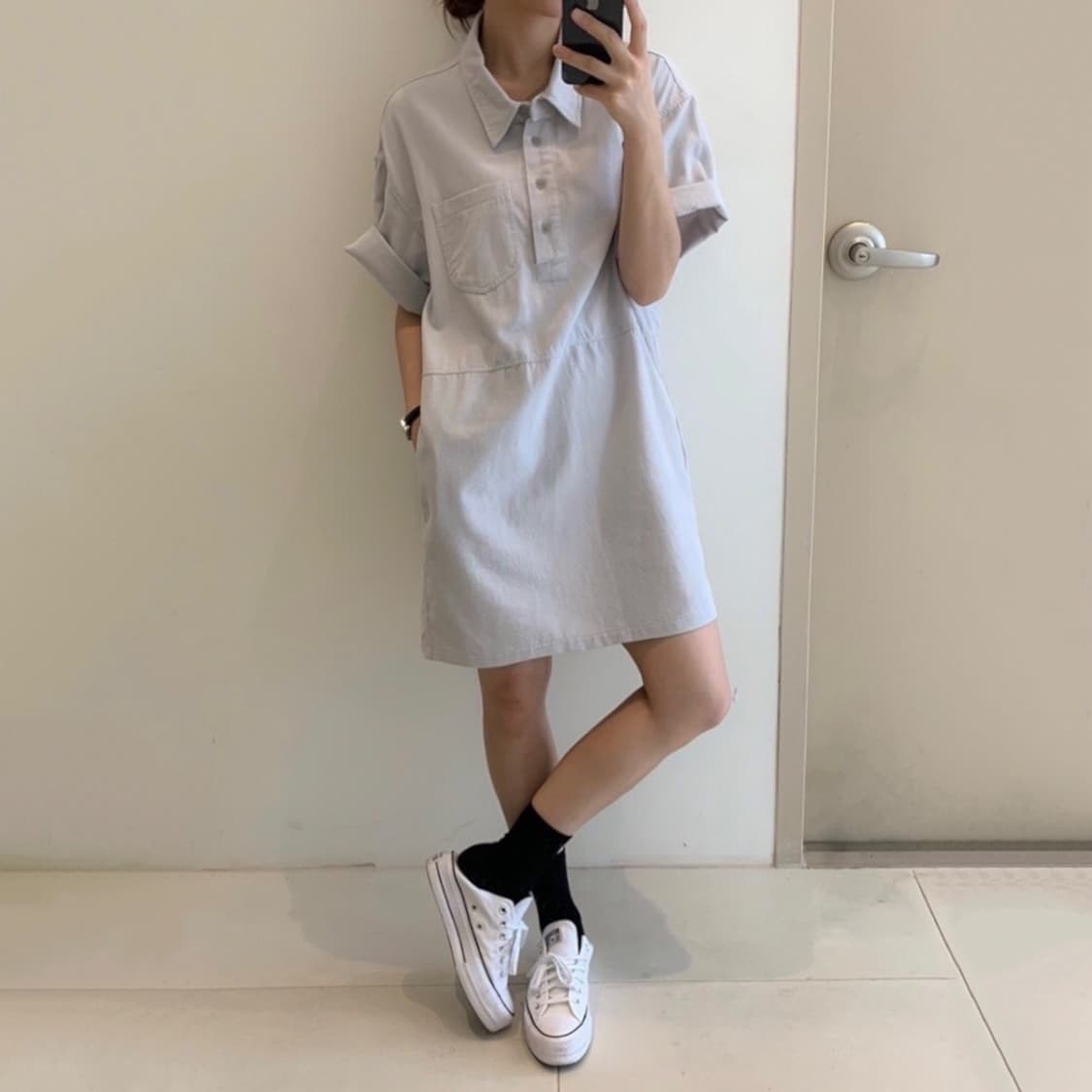 (새상품) 코튼 카라 원피스 상품이미지2