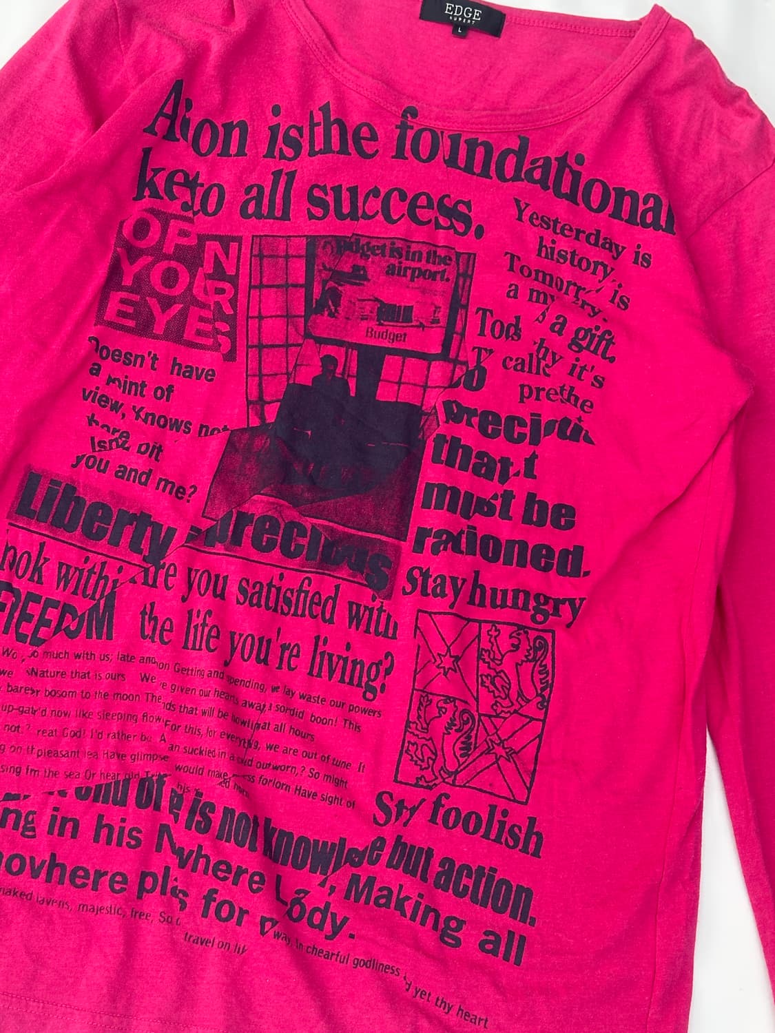 🎰팝갸루 프린팅 롱 슬리브🎰 긴팔 티셔츠 펑크 보헤비안 핫핑크 일본 상품이미지4