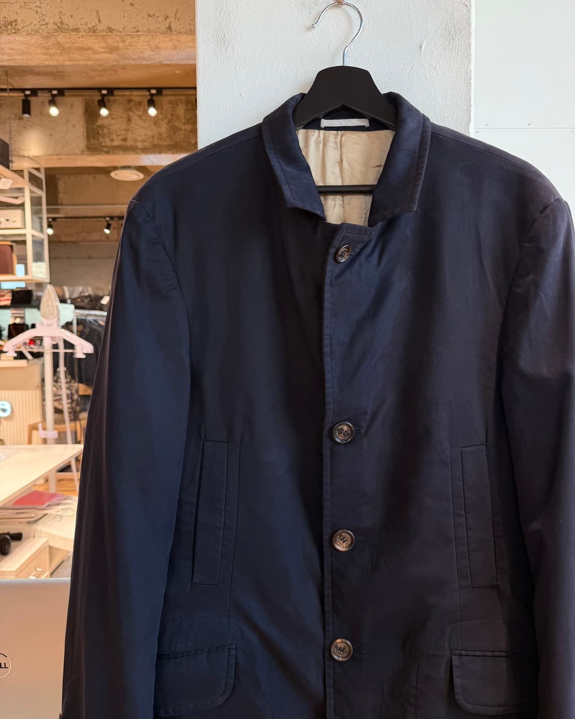 브루치노 쿠치넬리 네이비 폴리에스터 카라넥 자켓 상품이미지4