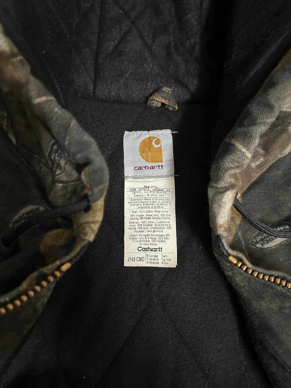 칼하트 리얼트리 액티브자켓 J143 CMO XL TALL 상품이미지3