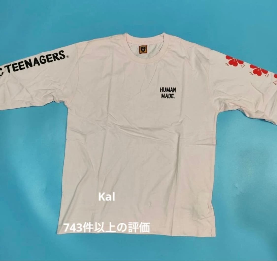 휴먼메이드 하트 그래픽 롱슬리브 티셔츠 화이트 상품이미지1