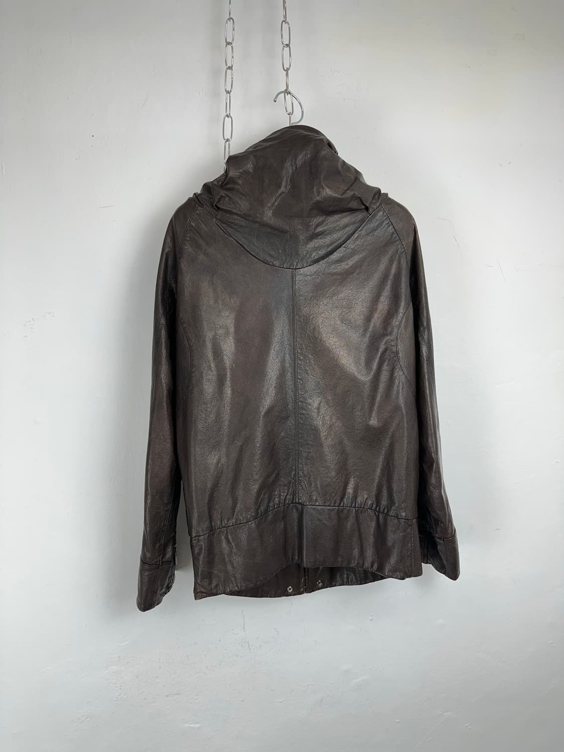 2000s Draped High Neck Lambskin Jacket   상품이미지8