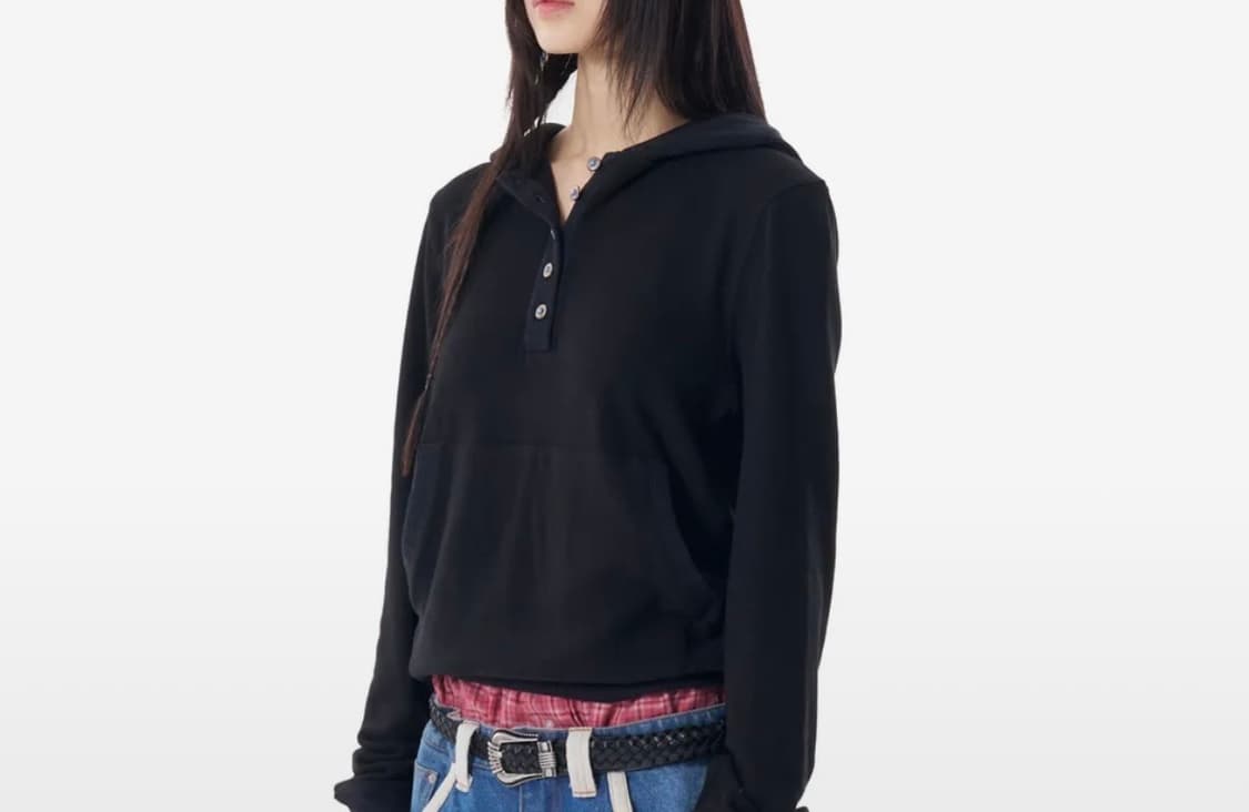 아캄 버튼 후드 블랙(1) 상품이미지1