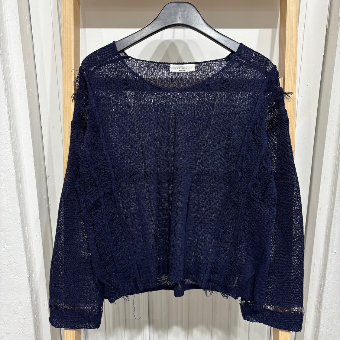 [새상품] 여성 데미지 숄 간절기 니트 2컬러 상품이미지1