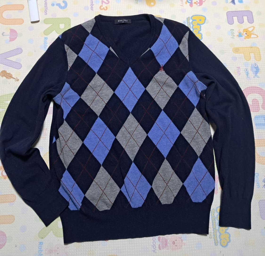 빈폴 아가일 V넥 모 100% 니트 100~105 상품이미지4