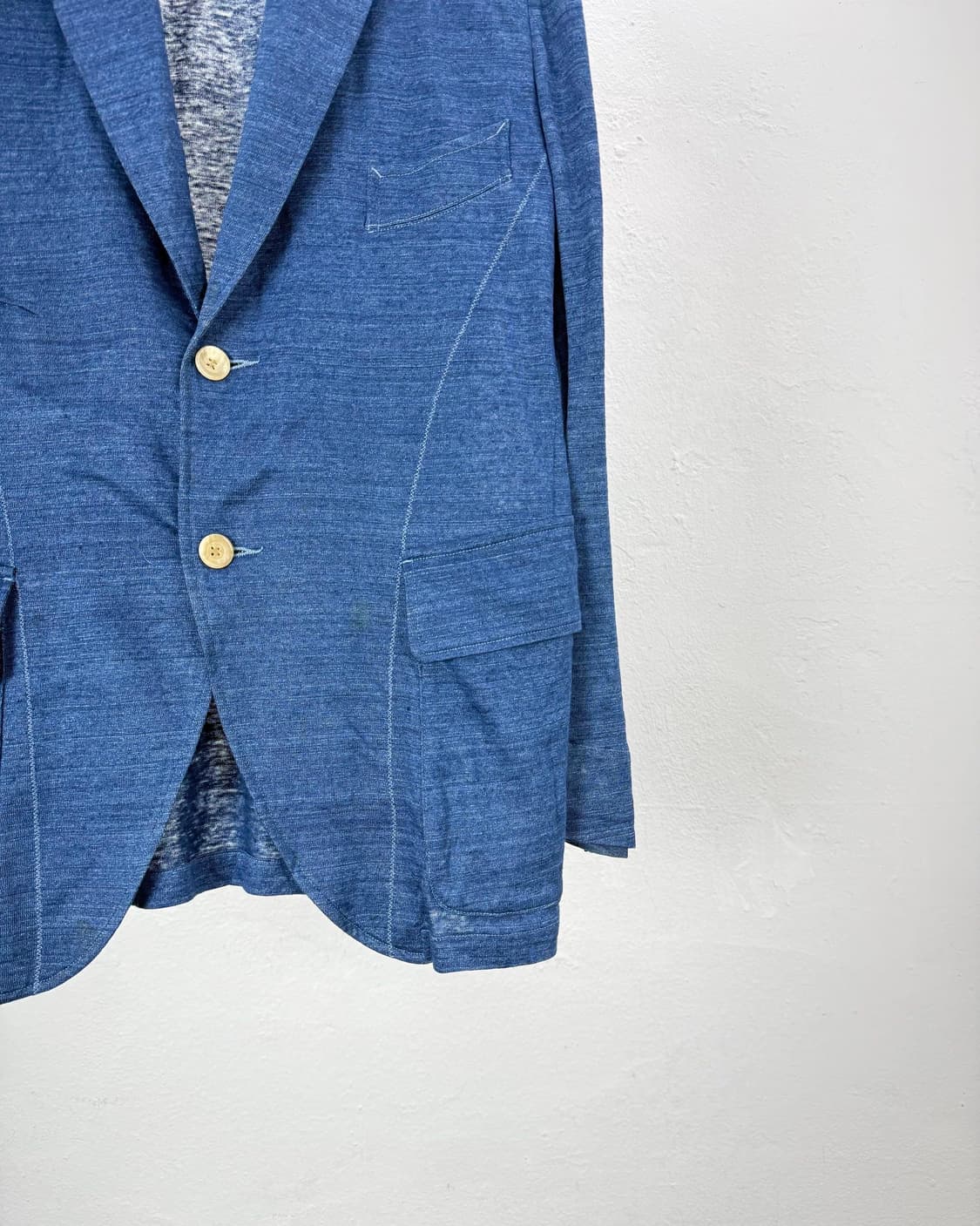 하버색 시룰리언 블루 리넨 스포츠 플랩 포켓 블레이저 자켓 상품이미지5