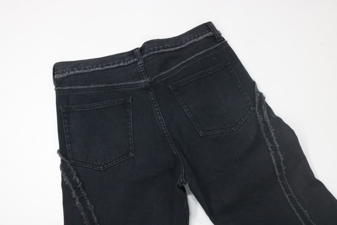 HARE 하레 절개 라인 프링지 블랙 데님 팬츠 (M) 상품이미지7