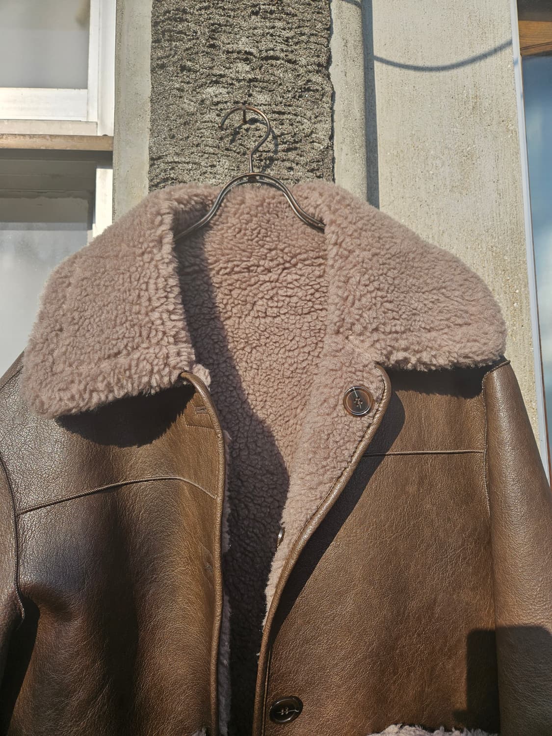 파사드패턴 빈티지 램스울 리버시블 무스탕 브라운 S, 1사이즈 상품이미지2