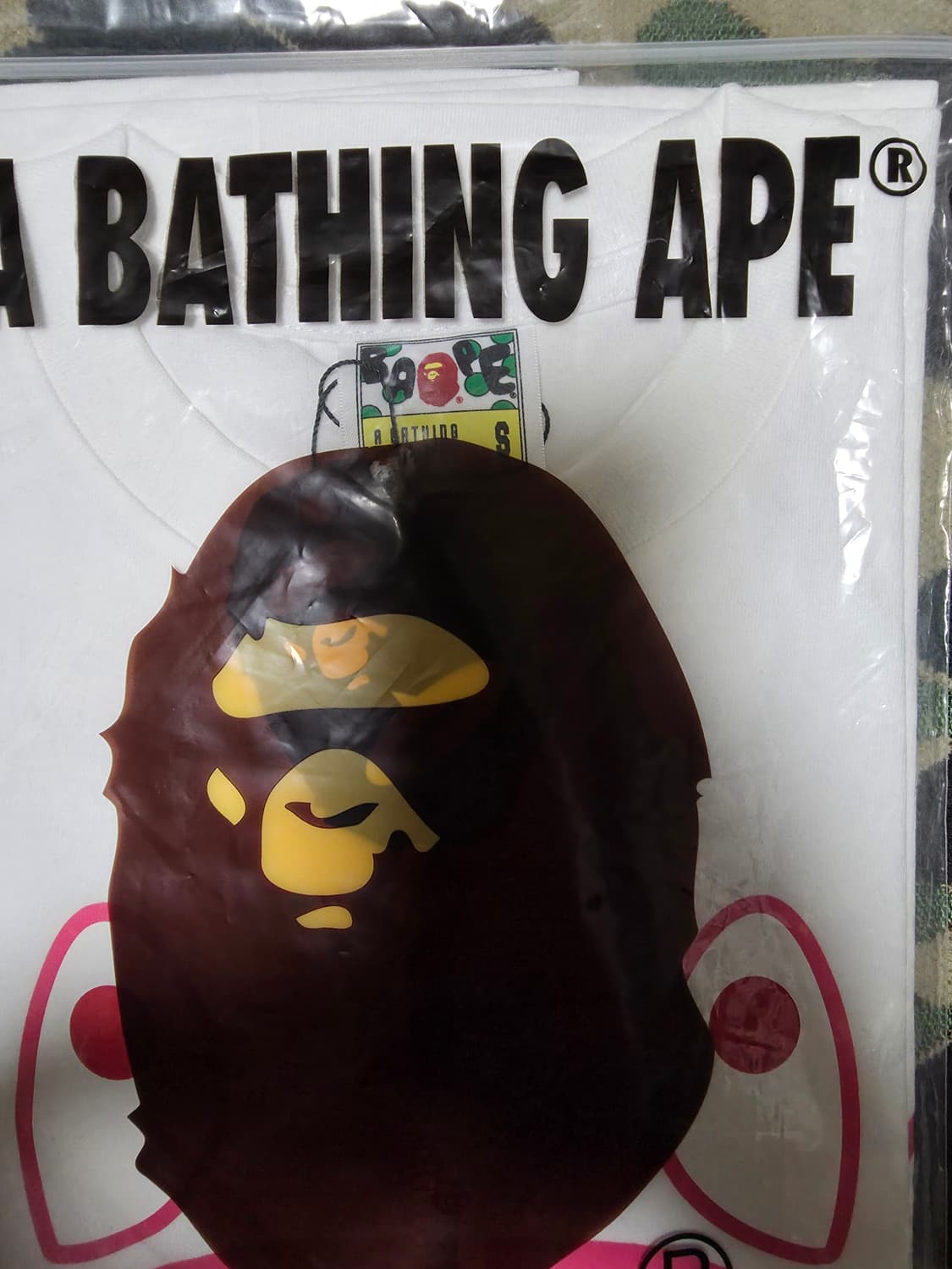 [S] 베이프 ABC 핑크 카모 샤크 마일로 반팔티 화이트 상품이미지5