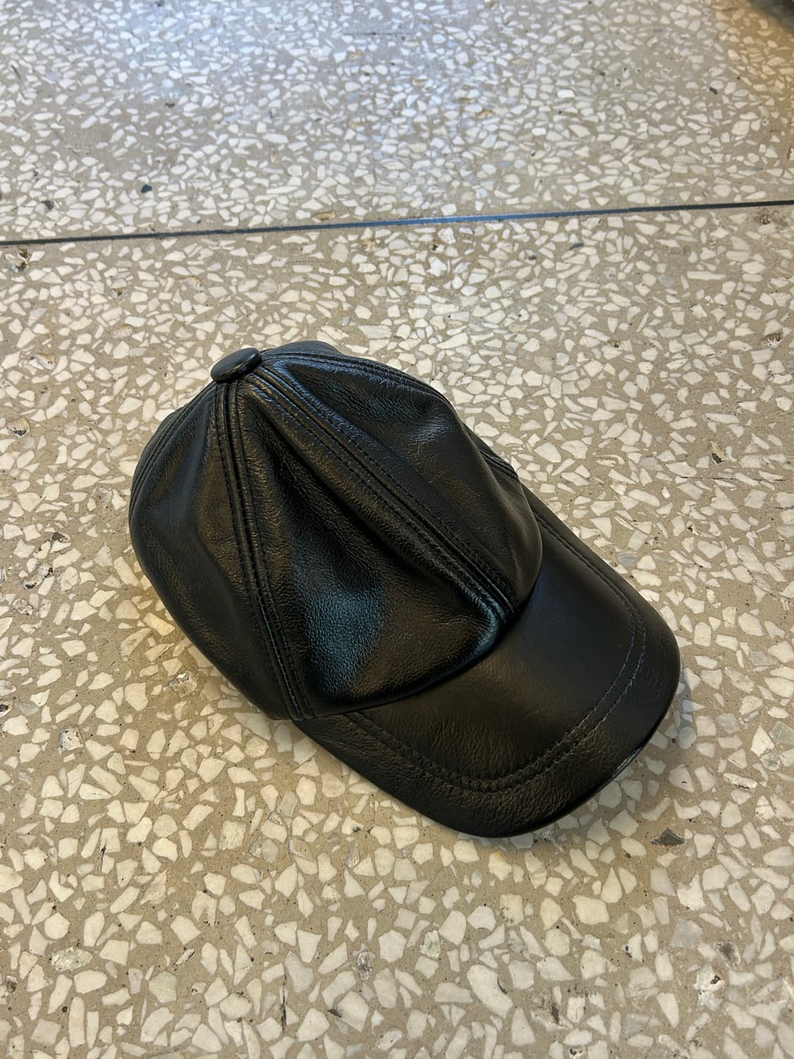 Black Leather Newsboy Cap 상품이미지2
