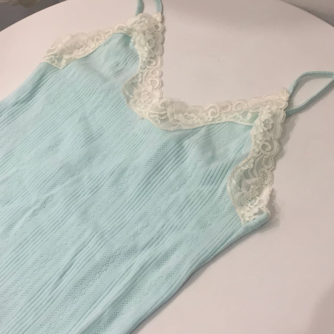 Vintage 히메갸루 괴짜 민트 레이스 펀칭 슬리브리스 상품이미지4