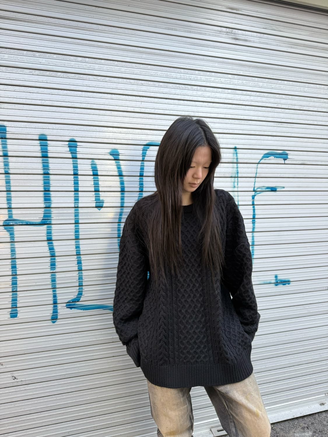 준지 와플 디테일 헤비울 니트 상품이미지7