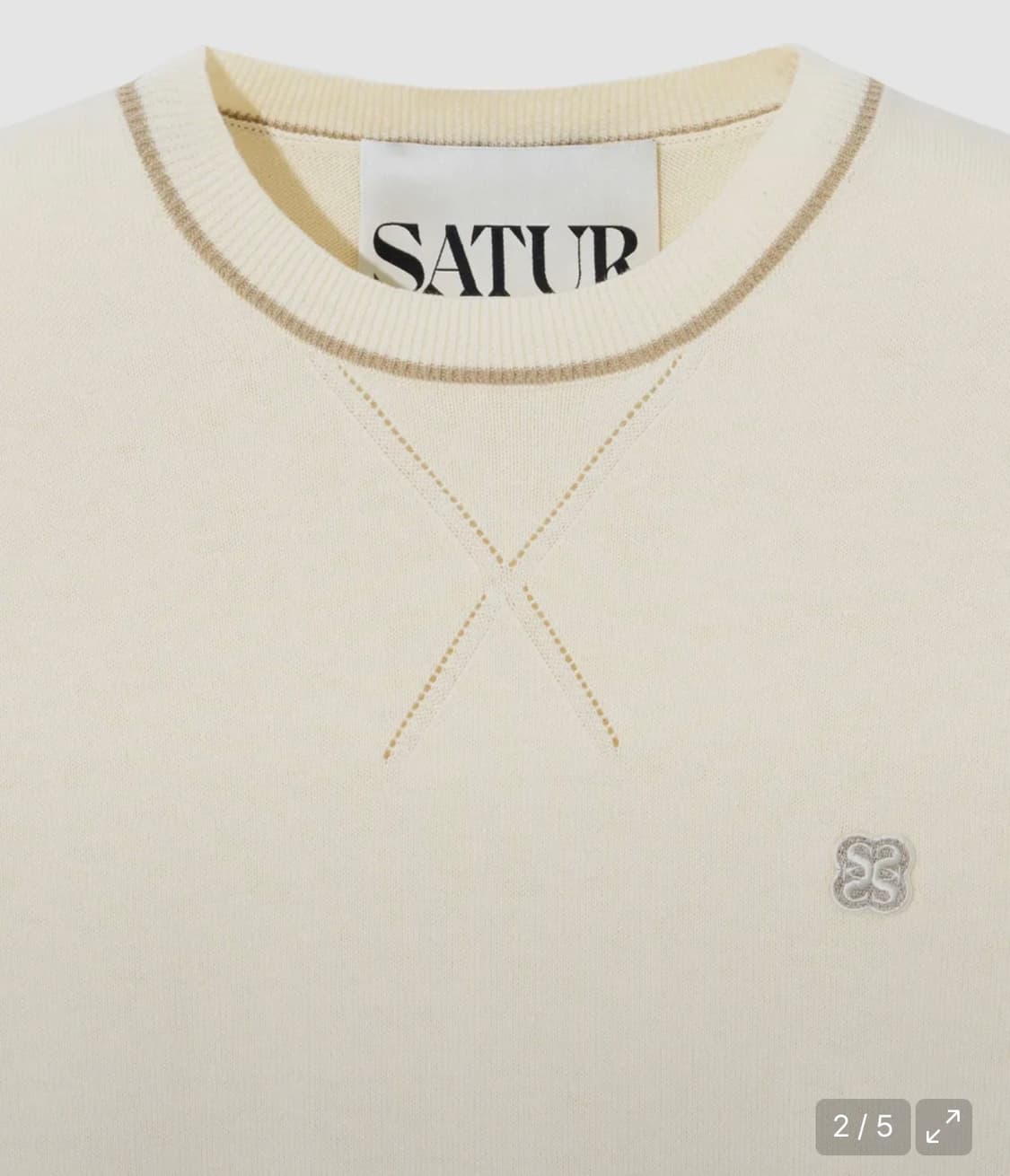 [5회미만 착용]세터 클래식 베이직 로고 와펜 니트반팔 크림 L 상품이미지2