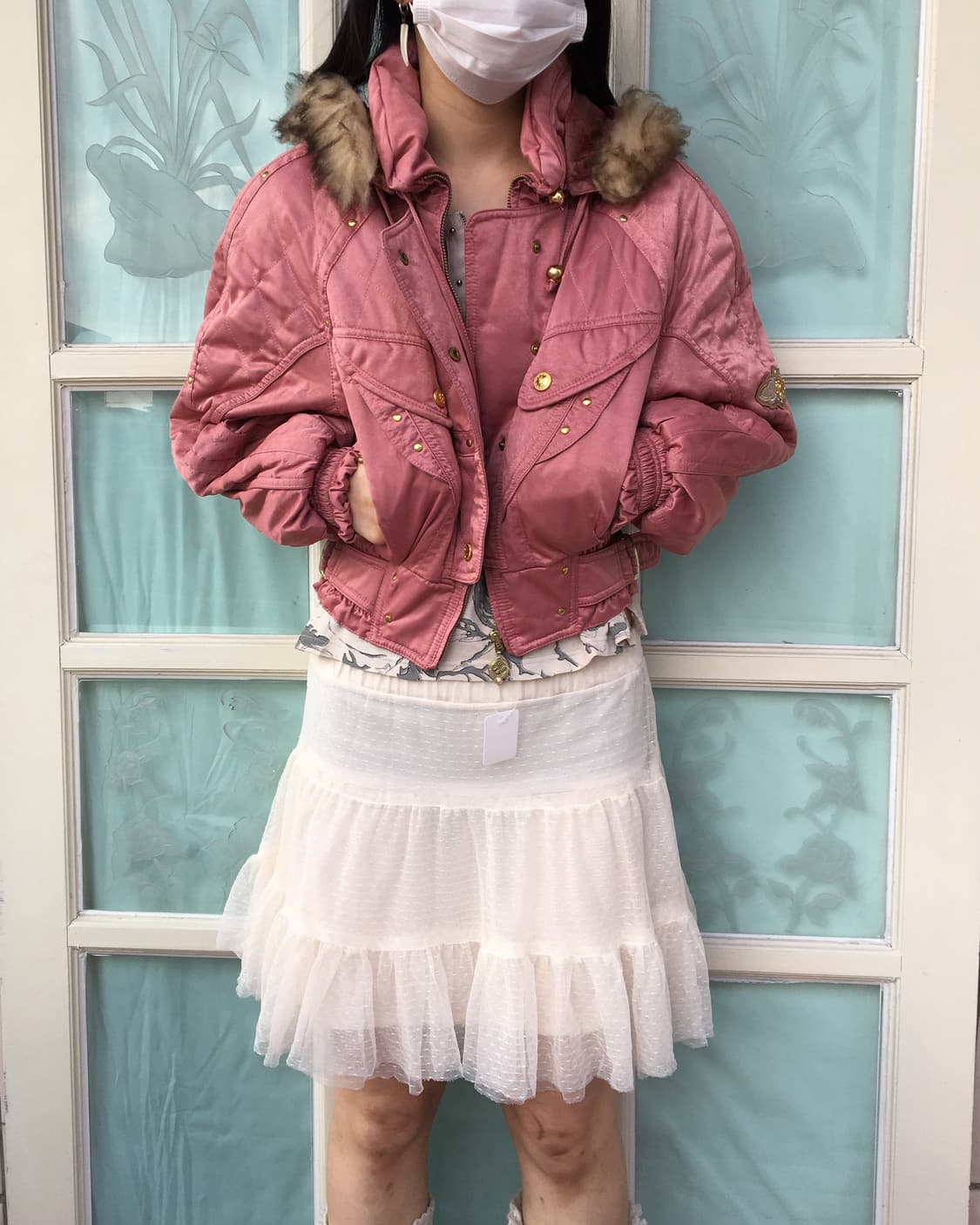 Fake fur hood high neck jacket 상품이미지1