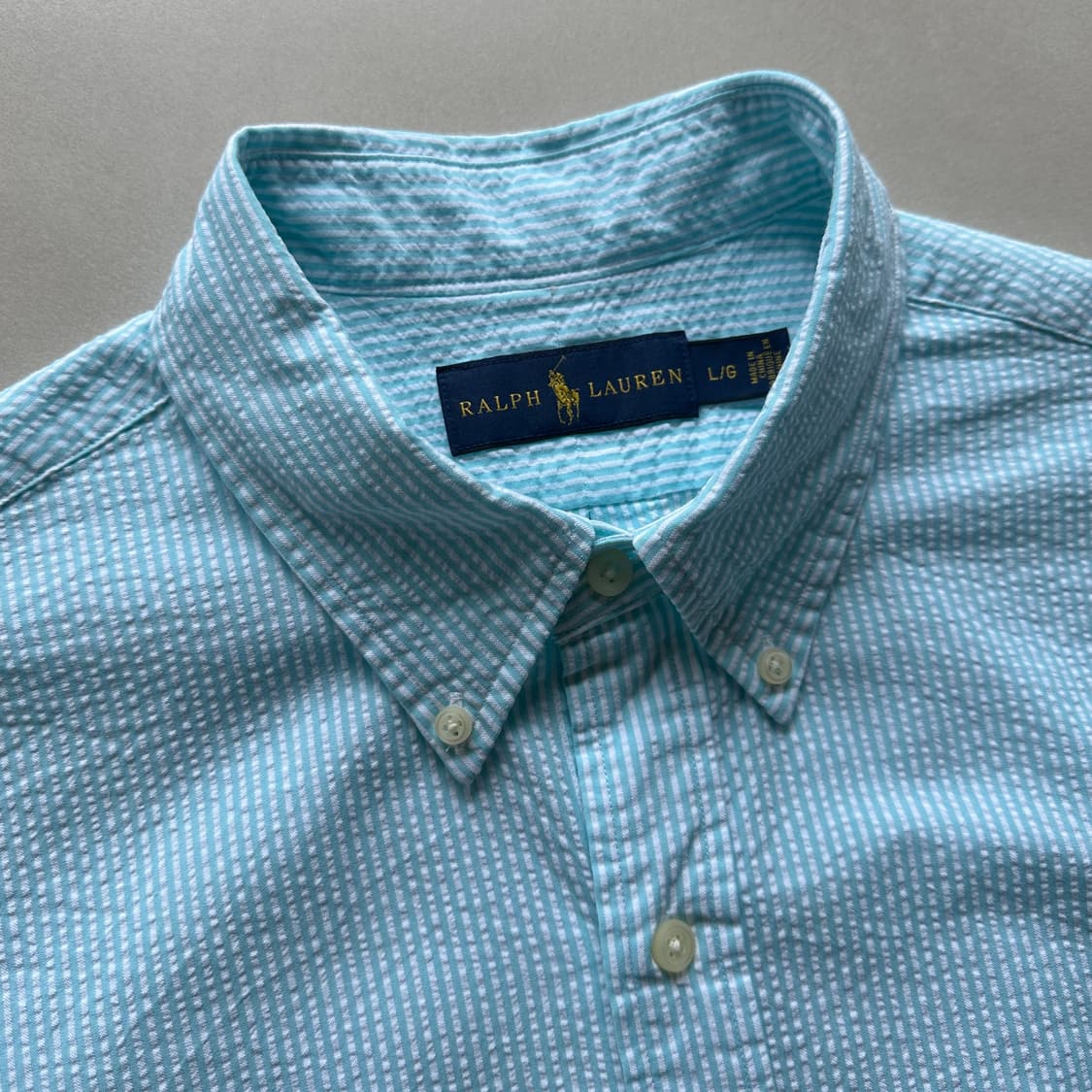 [L-XL]폴로 랄프로렌 시어서커 스트라이프 반팔 셔츠 상품이미지5
