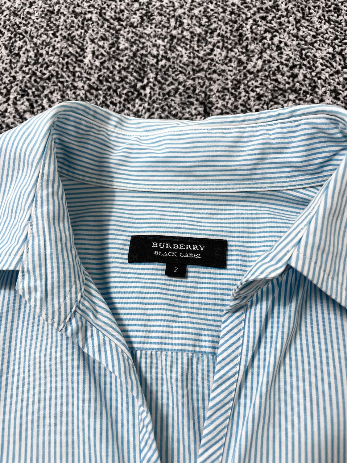 빈티지9. 버버리 블랙 라벨 스트라이프 2/3 소매 반팔 셔츠 블루 상품이미지3