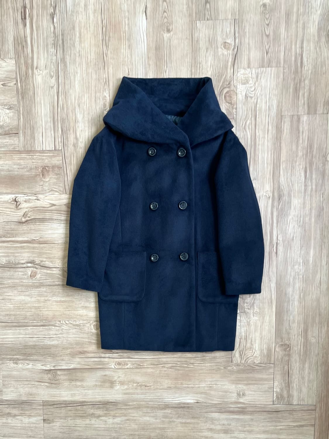 HK WORKS LONDON 네이비 프릴 후드 캐시미어코트 상품이미지1