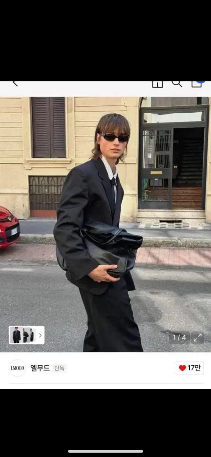 엘무드 테일러드 울 스트라이프 차콜 48 상품이미지1