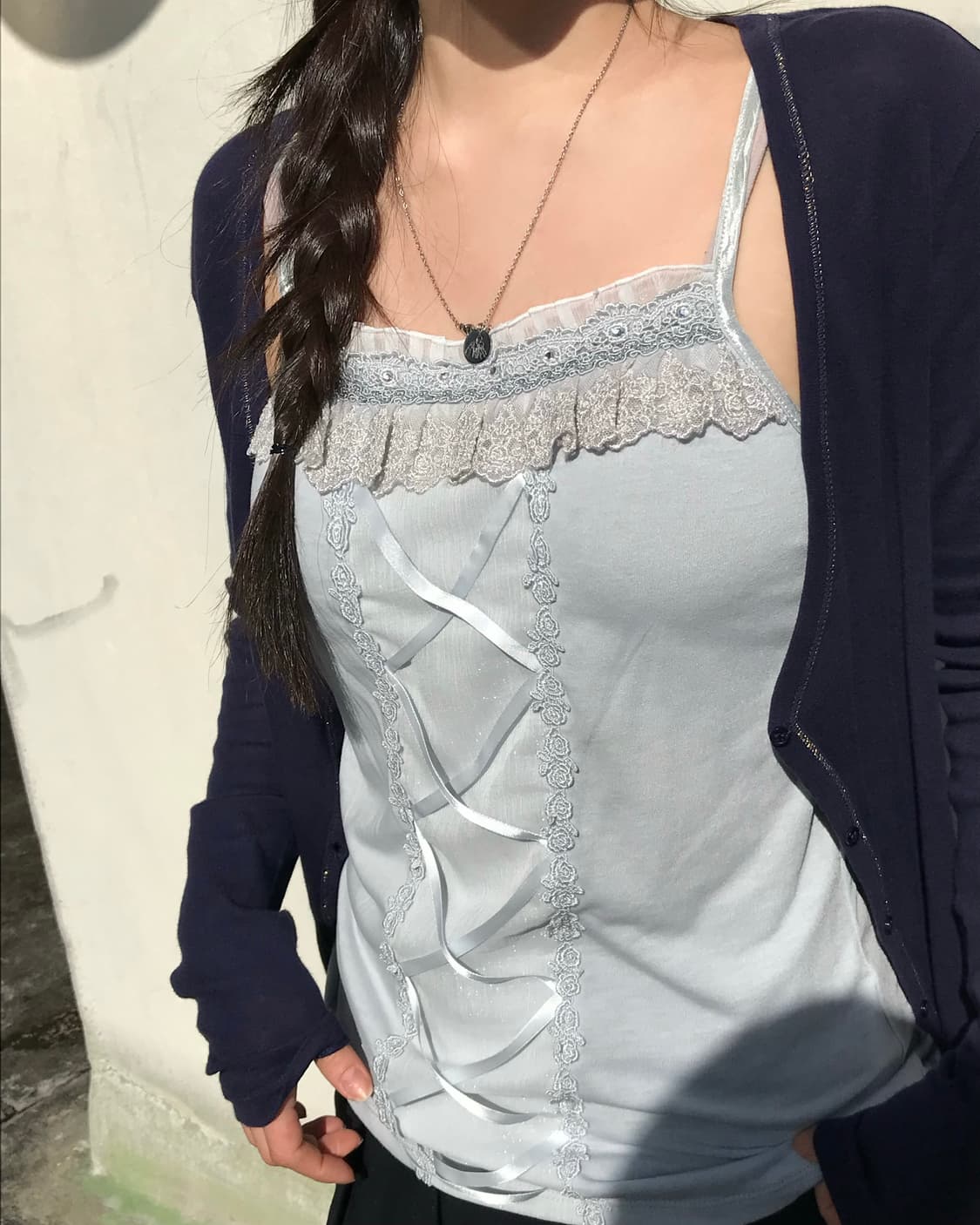 레이스 리본 코르셋 나시  상품이미지2