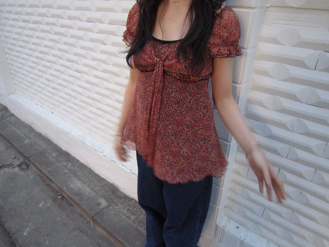 빈티지 플라워 리본 타이 블라우스 상품이미지7