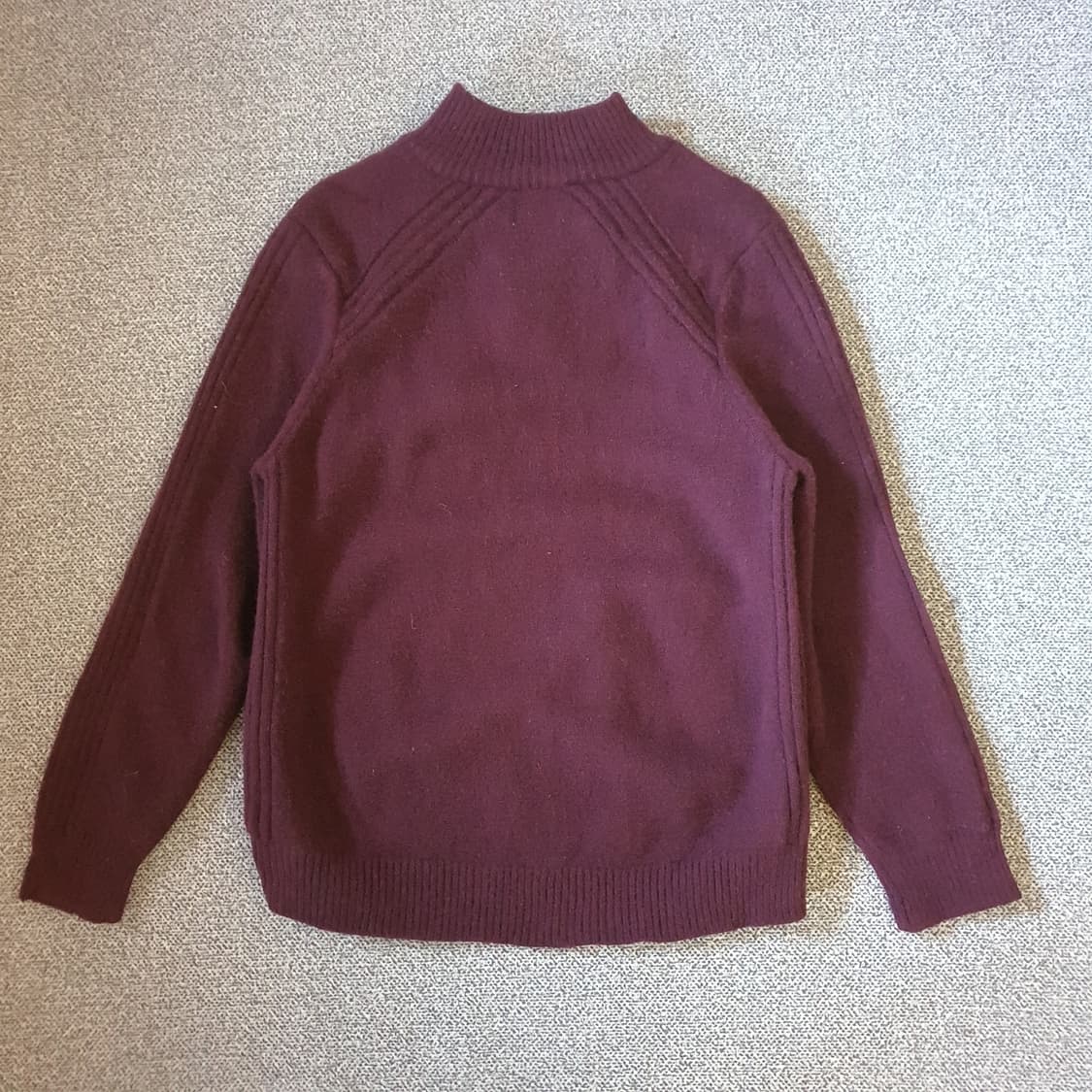L.L.Bean 버건디 메리노 울 하프 집업 니트 스웨터 no.37 상품이미지6