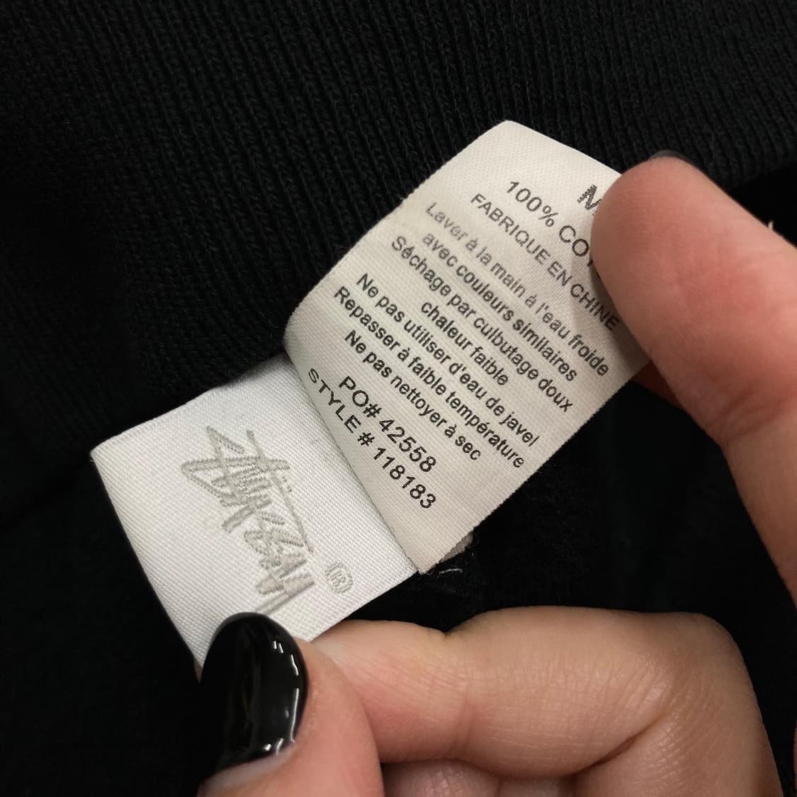 STUSSY 스투시 스탁 자수로고 블랙 헤비스웻 라운드 상품이미지5