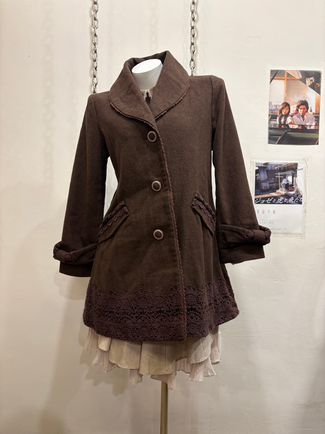 axes femme 엑시즈팜 자수 리본 브라운 코트 러블리 갸루 상품이미지1