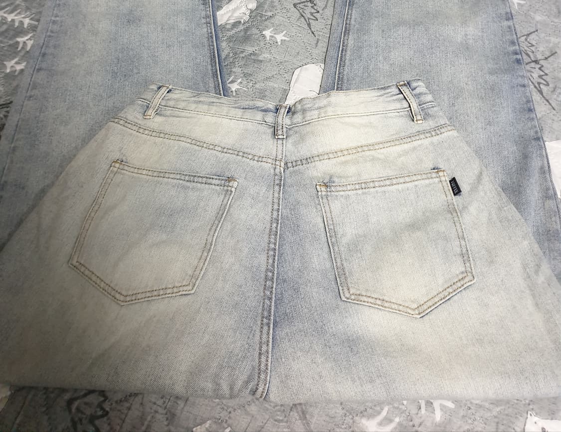 (새상품) 토피 빈티지  워싱 세미와이드 데님팬츠 연청 (M) 상품이미지4