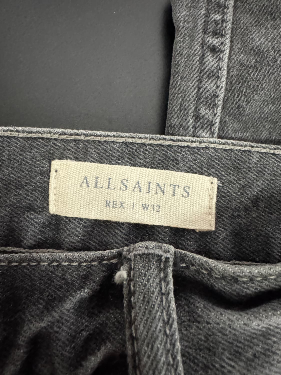 정품!! 올세인츠 흑청 빈티지 워싱 버튼 데님팬츠 33.8인치 상품이미지3