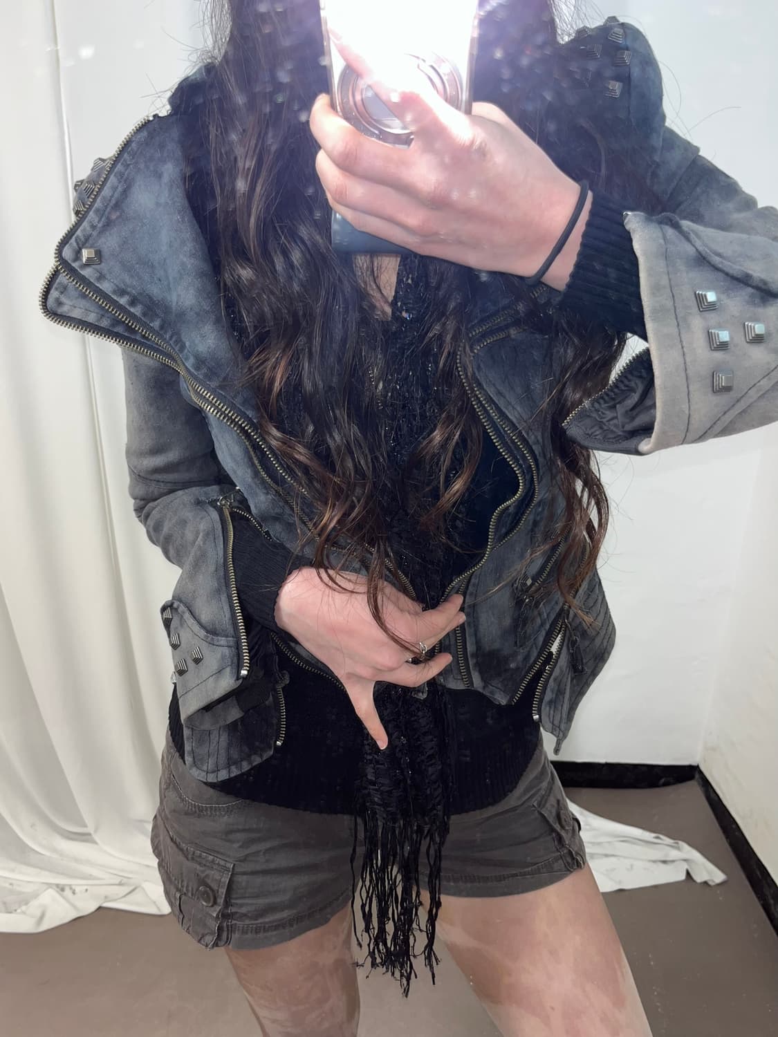 Y2K 그레이 데님 스터드 자켓 상품이미지6