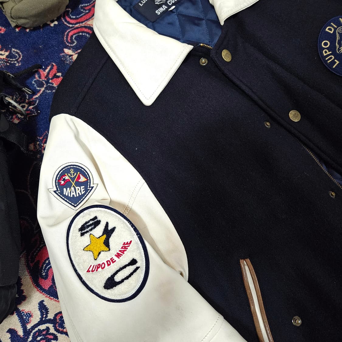 Lupo Di Mare Sina Cova in Japan 가죽 울 바시티 상품이미지5