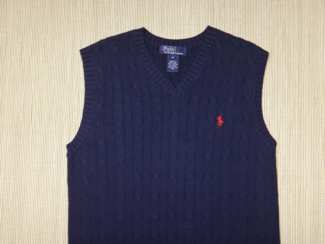 (M) 폴로랄프로렌 여성 꽈배기 브이넥 니트 조끼 상품이미지3