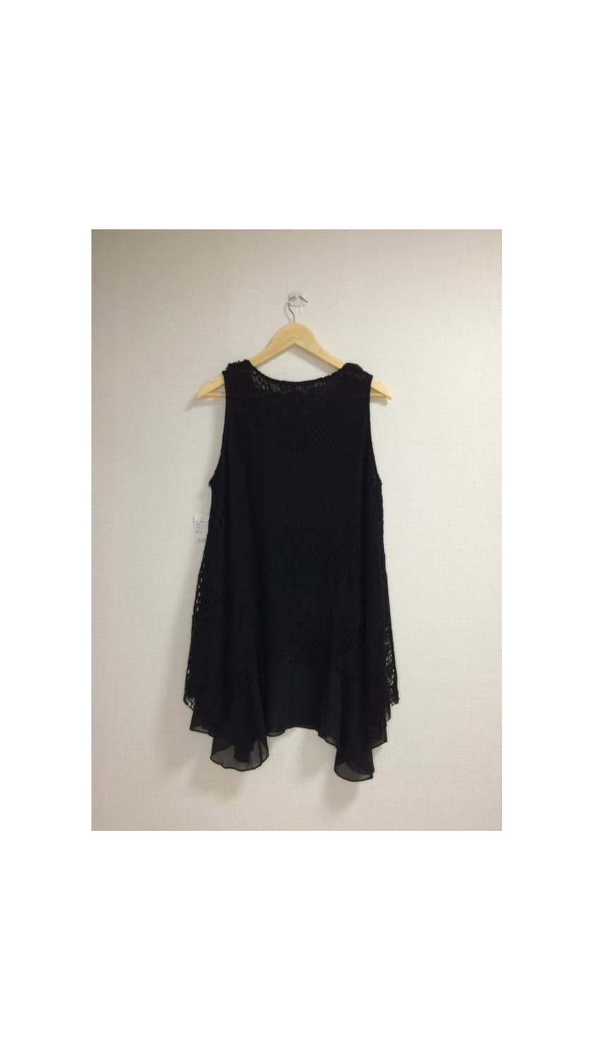 빈티지 스팽글 뜨개 블랙 레어이드 슬리브리스 튜닉 상품이미지4