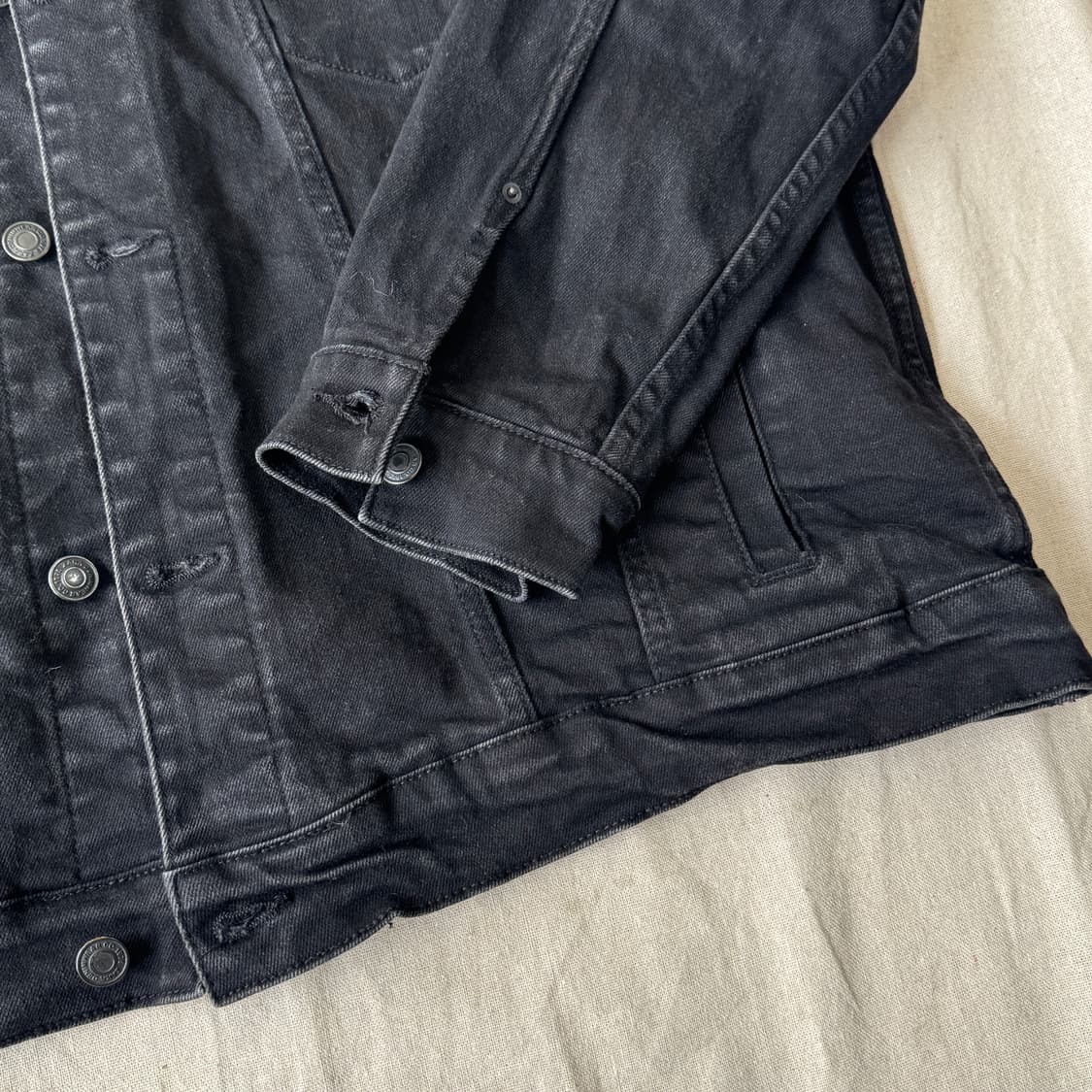 자라 워싱 흑청 데님 자켓 2XL 상품이미지4