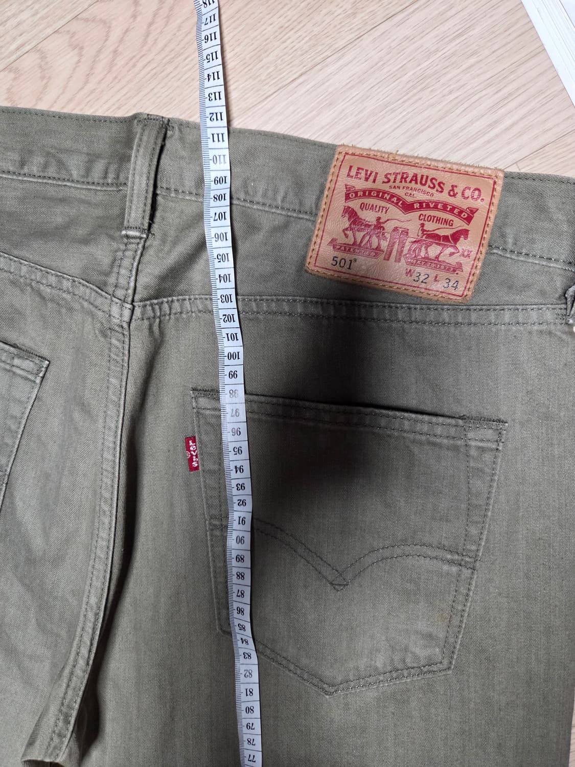 (2~3번 착)LEVIS 501 연카키 올리브 데님 청바지 진 리바이스  상품이미지7