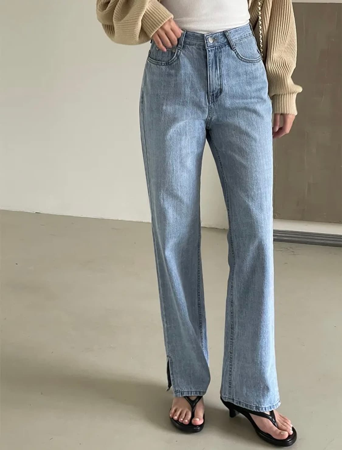 라이크유 티롭 트임 연청일자팬츠m 상품이미지1