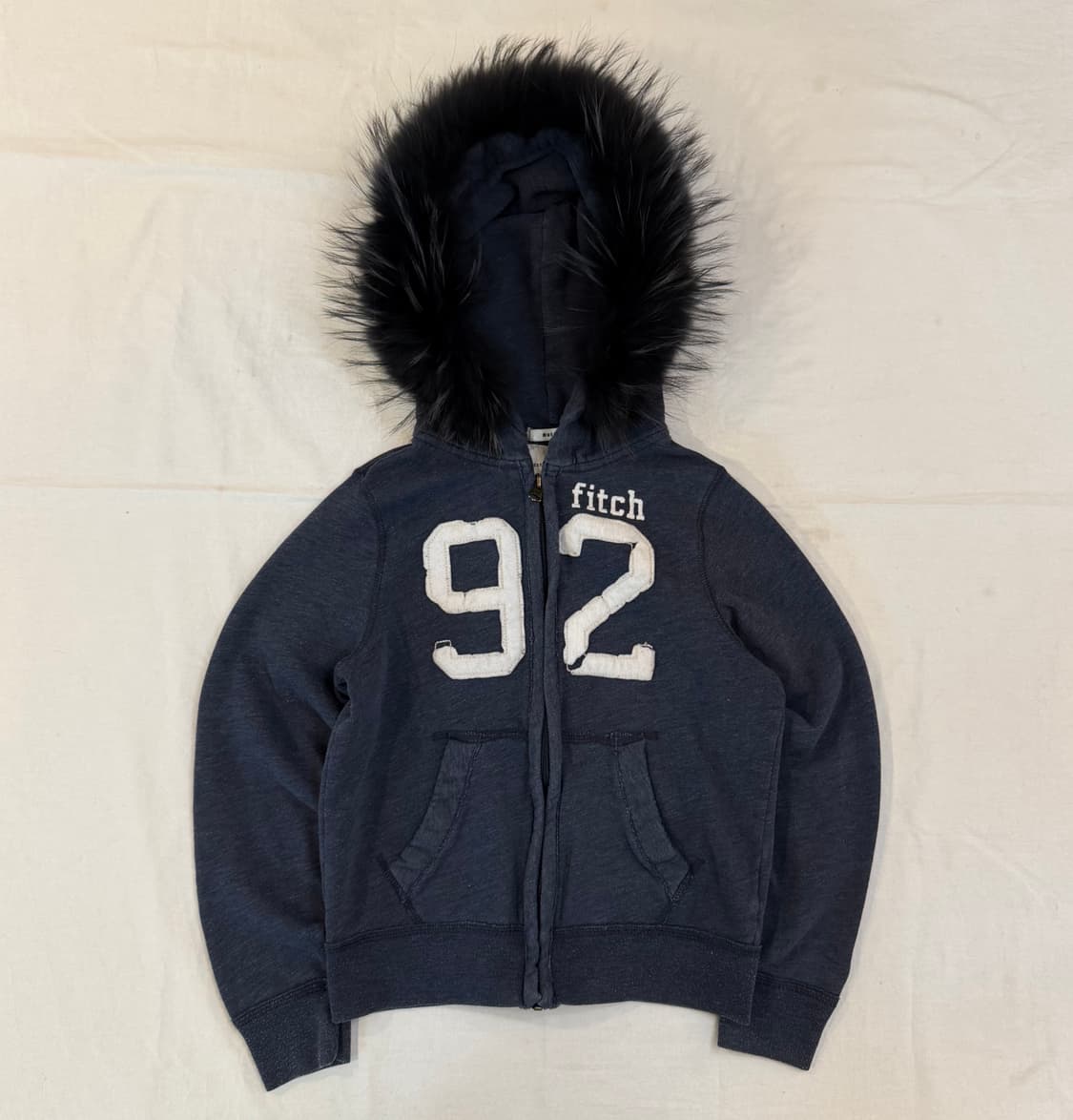 아베크롬비 딱붙핏 울프죠 폭스 퍼 후드집업 네이비 상품이미지1