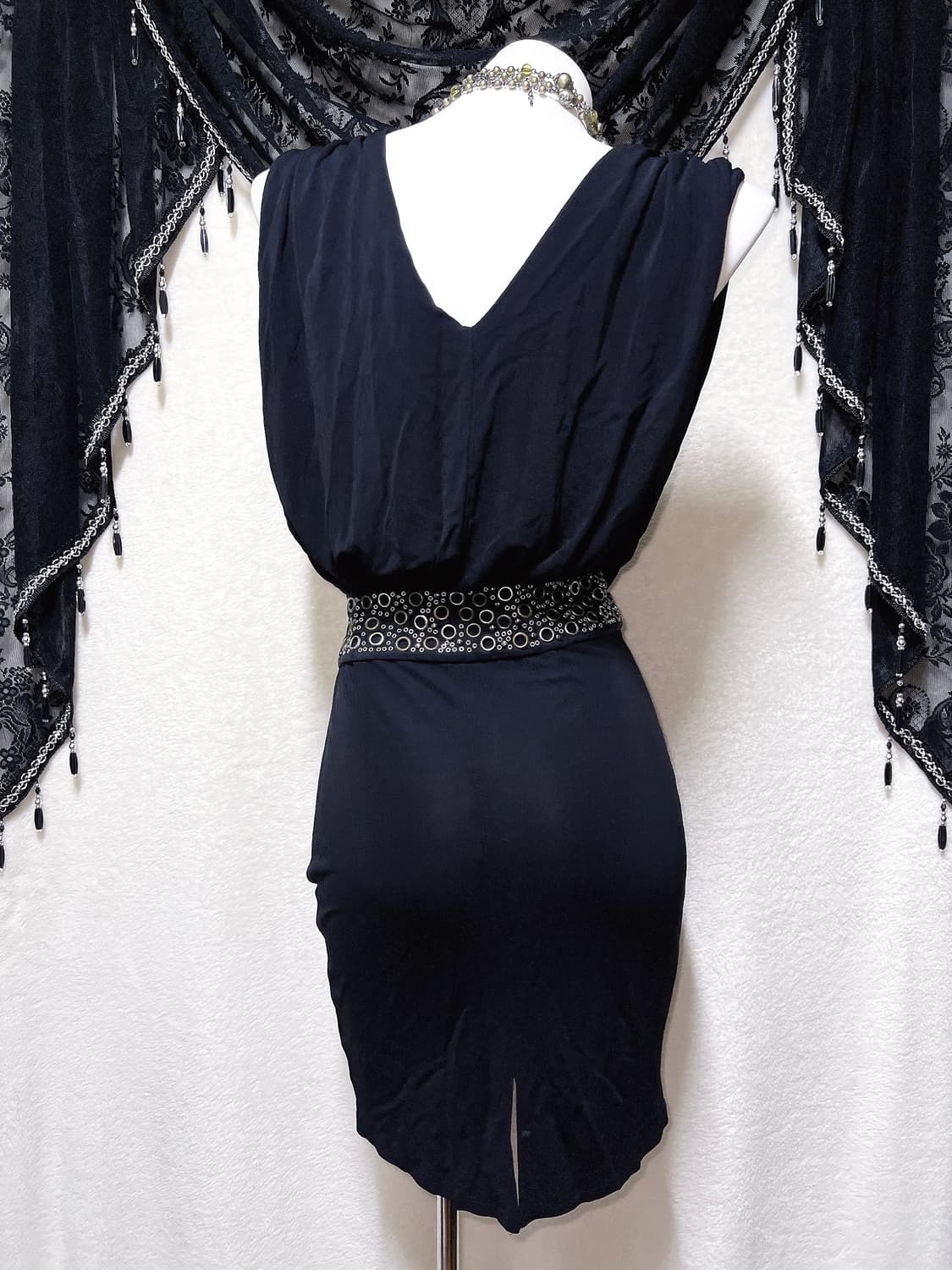 오네갸루 로맨틱고딕 고스펑크 스터드 펀칭 드레이프 드레스 원피스 헤이세이 상품이미지9