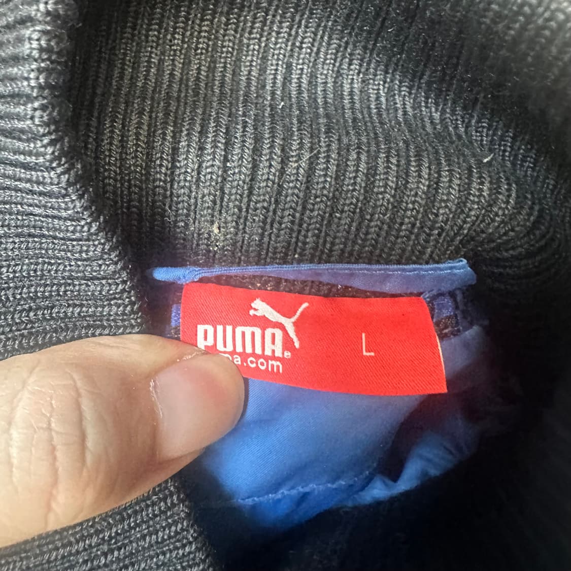 푸마 빈티지 블랙 사이드라인 스카이블루숏패딩 L 상품이미지3