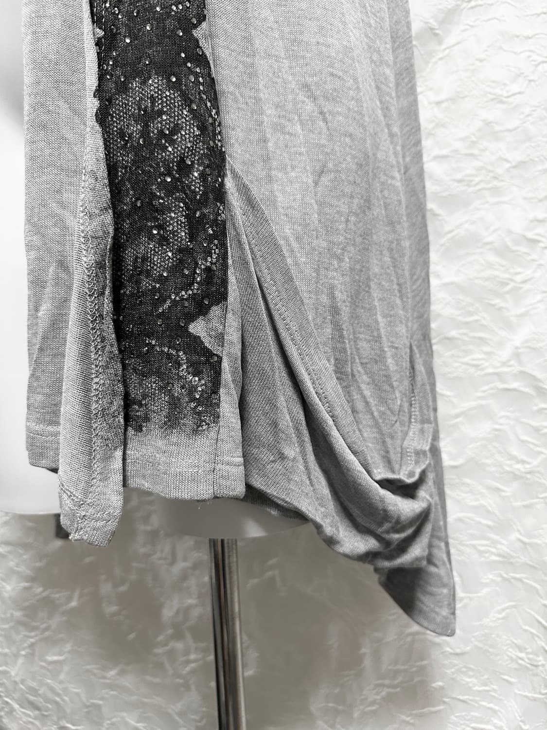 빈티지 vkei 펑크 스프레이 패턴 언발 롱 베스트 상품이미지3